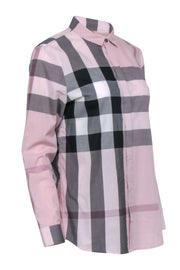 Current Boutique-Burberry - Pink & Black Plaid Button Down Shirt Sz M