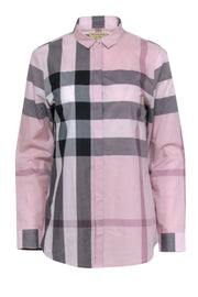 Current Boutique-Burberry - Pink & Black Plaid Button Down Shirt Sz M