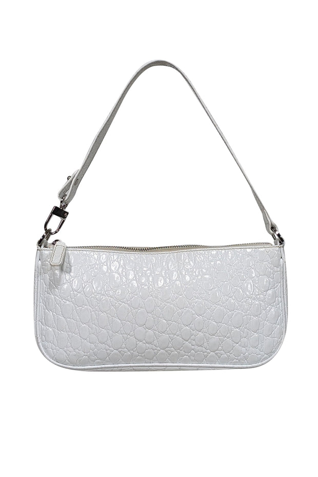 Current Boutique-By Far - White Croc Embossed Shoulder Bag