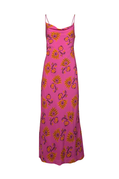 Rhode - Pink w/ Orange Paisley Print Cowl Neck Dress Sz 4