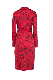 Diane von Furstenberg - Red & Black Splatter Print Silk Wrap Dress Sz 10