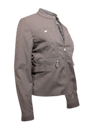 Chanel - Grey Cargo Lock Zipper Detail Jacket Sz 8