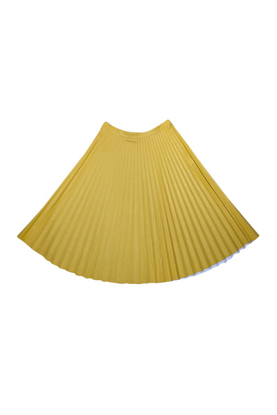 Proenza Schouler - Yellow Pleated Faux Leather Midi Skirt Sz 10