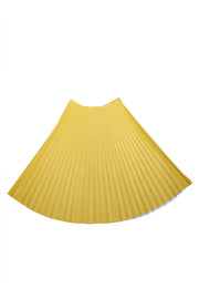 Proenza Schouler - Yellow Pleated Faux Leather Midi Skirt Sz 10