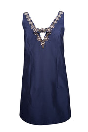 Sachin & Babi - Navy Satin Sleeveless Embellished Mini Dress Sz 0