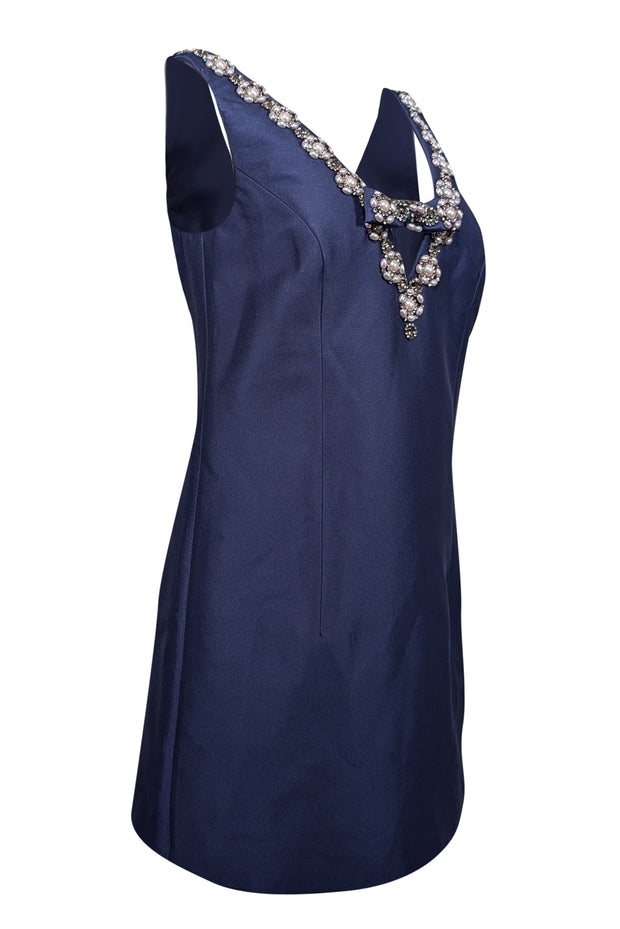 Sachin & Babi - Navy Satin Sleeveless Embellished Mini Dress Sz 0