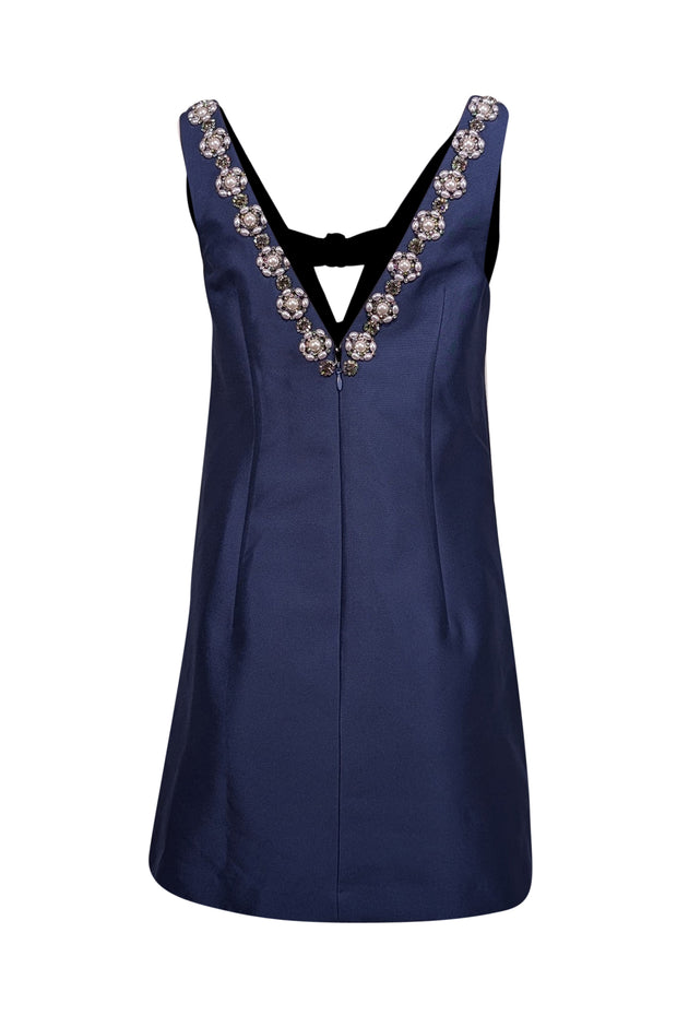 Sachin & Babi - Navy Satin Sleeveless Embellished Mini Dress Sz 0