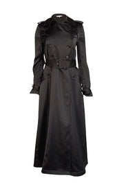 Fleur Du Mal - Black Satin Trench Coat Sz 0