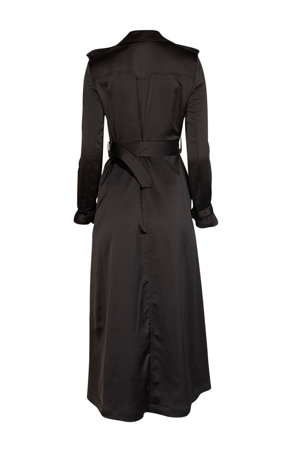 Fleur Du Mal - Black Satin Trench Coat Sz 0