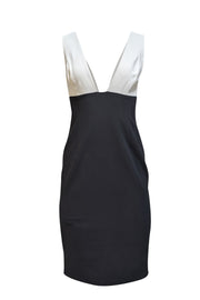 Alice & Olivia - White & Black Sleeveless Deep V Dress Sz 8