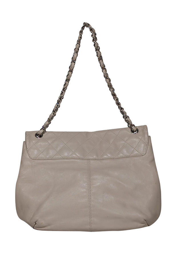 Chanel - Beige Quilted Medium Trainon Flap Shoulder Bag