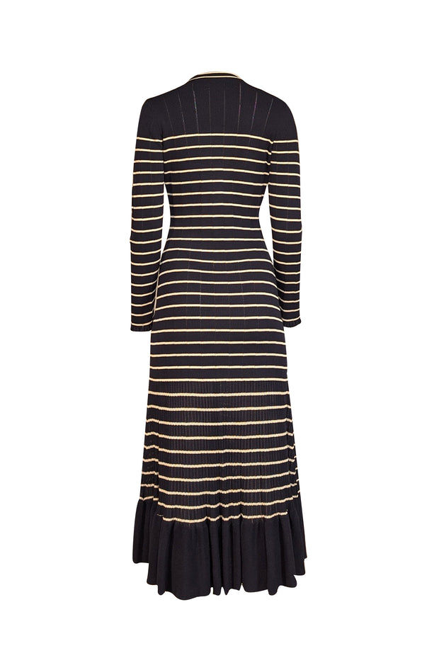 Cara Cara - Navy & Cream Striped Knit Midi Dress Sz M