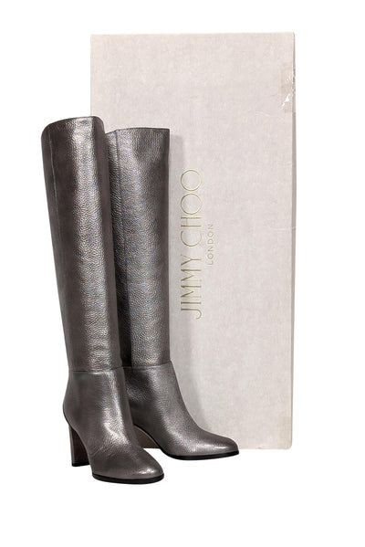 Jimmy Choo - Metallic Silver Tall Leather Boots Sz 5