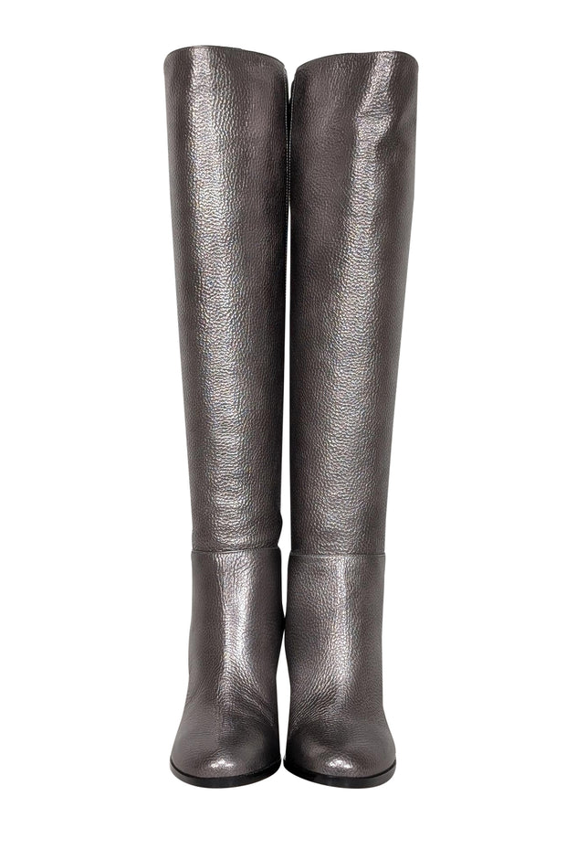 Jimmy Choo - Metallic Silver Tall Leather Boots Sz 5