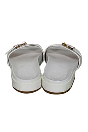 Gabriela Hearst - Ivory Leather Slide Sandals w/ Gold Buckle Detail Sz 5