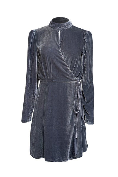 Reformation - Slate Blue Velvet Mini Dress Sz L