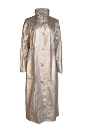 Akris Punto - Silver Snap-Up Longline Trench Coat Sz 4