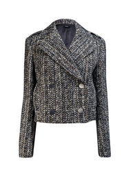 Theory - Black, White, & Beige Tweed Cropped Jacket Sz 10