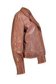 Able - Brown Lamb Leather Moto Jacket Sz XL