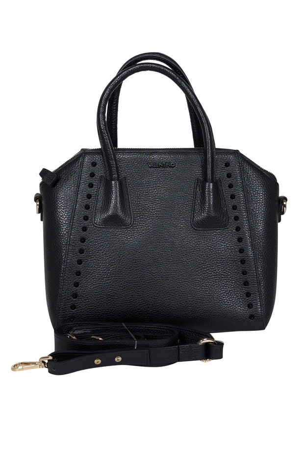 Valentino by Mario Valentino - Black Pebbled Leather Large Satchel Bag