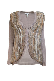 Joie - Brown Knit Cardigan w/ Rabbit Fur Front Sz XS