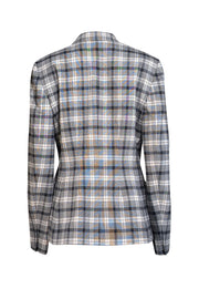 Theory - Grey, Black, & White Plaid Wool Blazer Sz 10