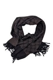 Celine - Black &amp; Brown Logo Print Wool Scarf