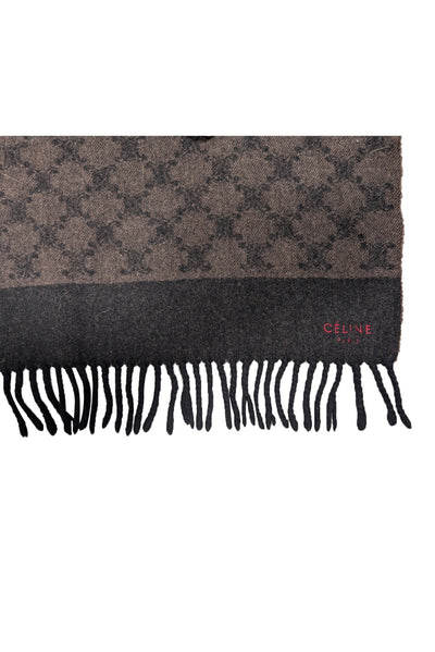 Celine - Black &amp; Brown Logo Print Wool Scarf