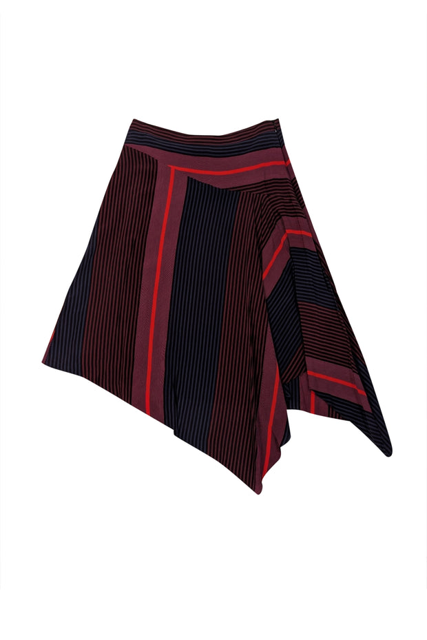 Joie - Maroon, Navy, & Black Striped Asymmetrical Skirt Sz 0