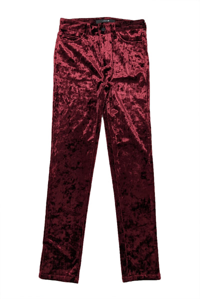 Joe’s - Maroon Crushed Velvet “The Charlie” High Rise Skinny Leg Pants Sz 0