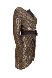 3.1 Phillip Lim - Gold, Silver, & Black Sequin Faux Wrap Dress Sz 4