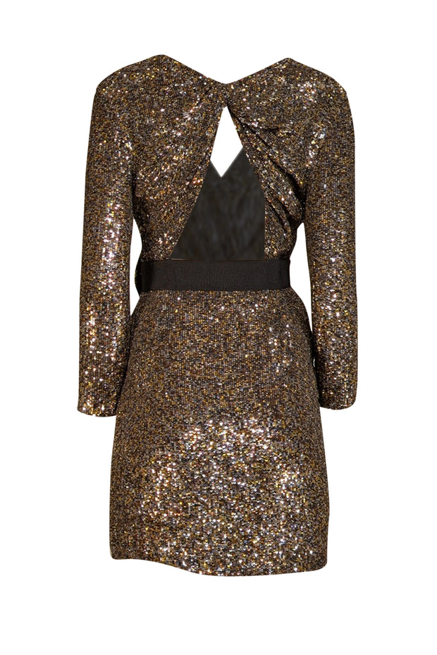 3.1 Phillip Lim - Gold, Silver, & Black Sequin Faux Wrap Dress Sz 4