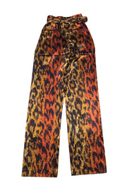 Lapointe - Gold, Black, & Red Metallic Leopard Print Belted Pant Sz 4