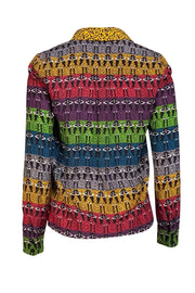 Alice & Olivia - Rainbow Stace Face Printed Silk Blouse Sz XS