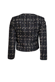 Ted Baker - Black w/ White & Metallic Pattern Bouclé Crop Jacket Sz 2