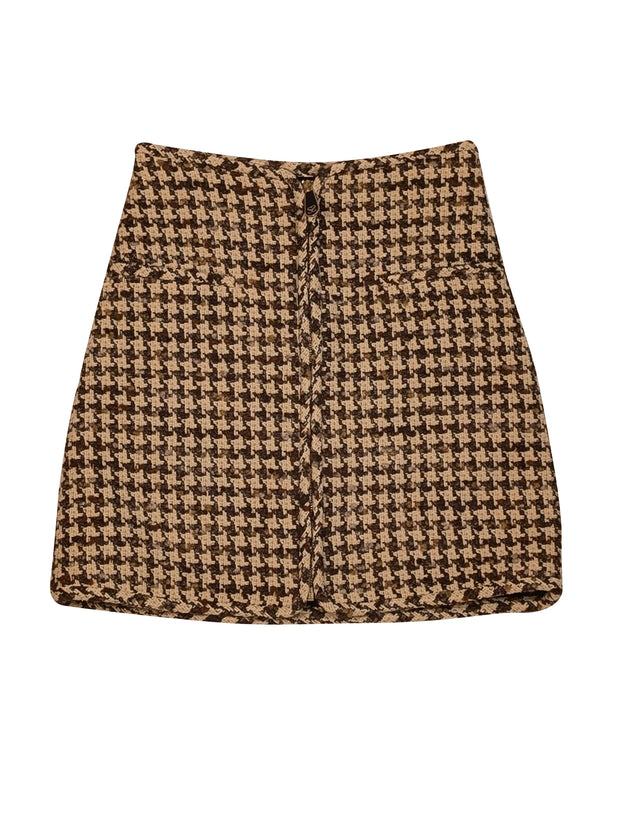 Sandro - Cream & Brown Tweed Skirt Sz 4