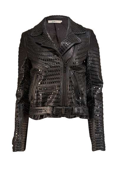 A.L.C. - Black Studded Leather Moto Jacket Sz 6