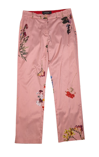 Pinko - Pink Floral Dress Pants Sz 2