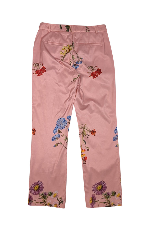 Pinko - Pink Floral Dress Pants Sz 2