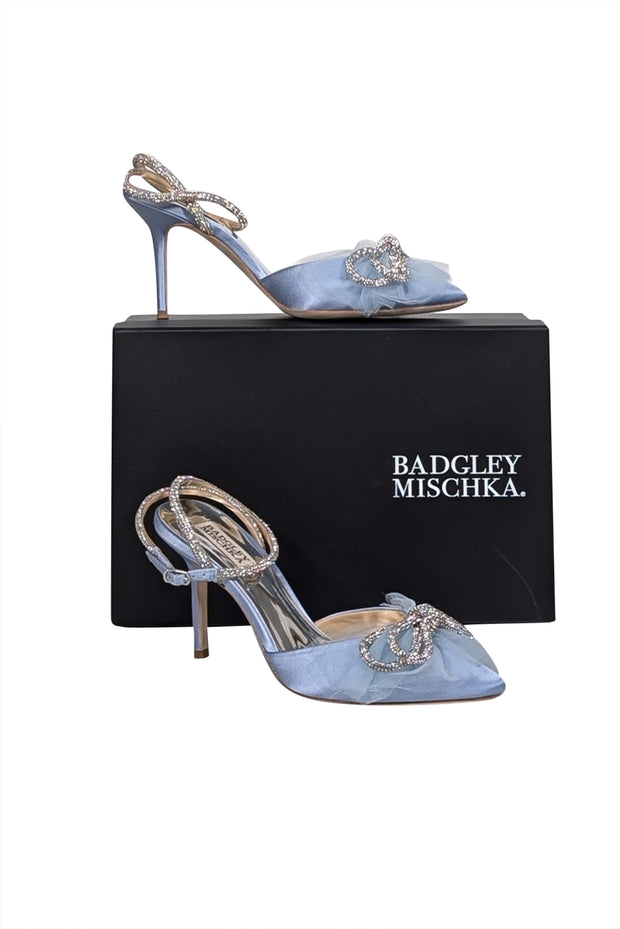 Current Boutique-Badgley Mischka - Light Blue "Sacred Embellished" Ankle Strap Pumps Sz 8