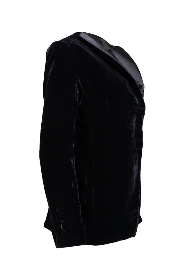 Giorgio Armani - Black Velvet Covered Button Front Blazer Sz M