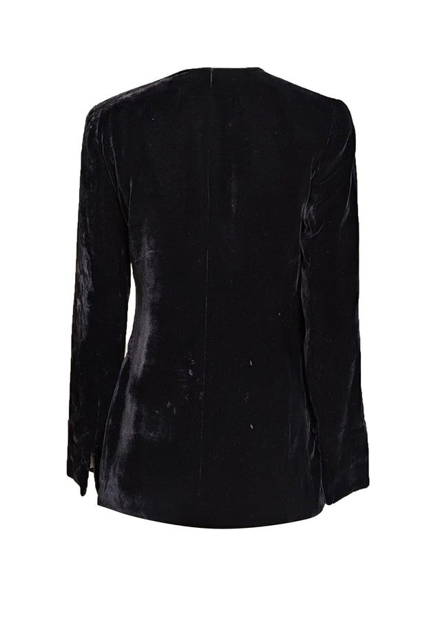 Giorgio Armani - Black Velvet Covered Button Front Blazer Sz M