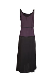 Theory - Dark Purple & Black Sleeveless Silk Midi Dress Sz 8