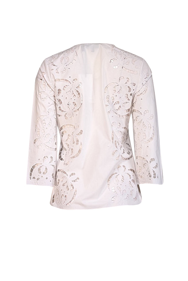 Theory - White Embroidered Poplin Shirt Sz S