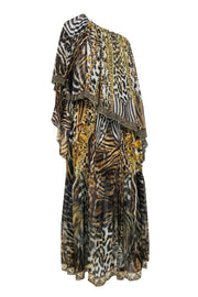 Current Boutique-Camilla - Brown Leopard & Tiger Print Off The Shoulder Maxi Dress Sz S