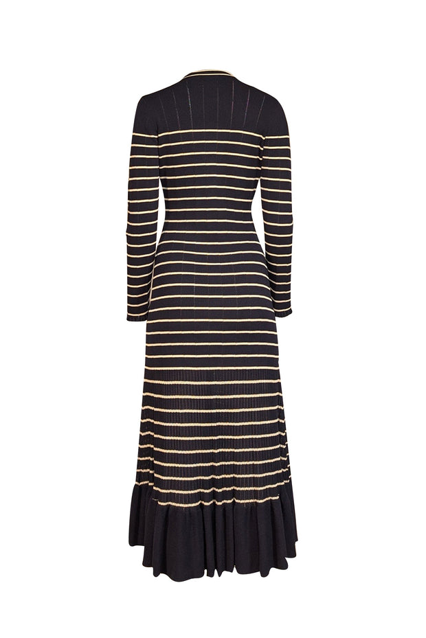 Current Boutique-Cara Cara - Navy & Cream Striped Knit Midi Dress Sz M