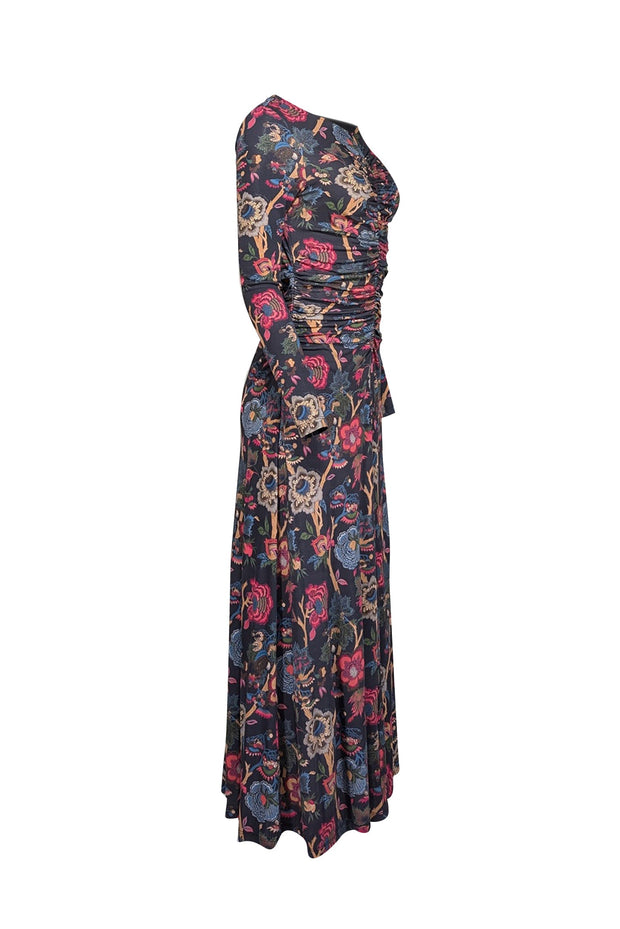 Current Boutique-Cara Cara - Washed Black & Multicolor Floral Print Slinky Jersey Dress Sz S