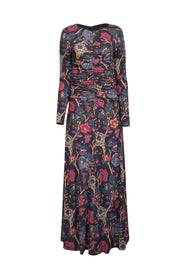 Current Boutique-Cara Cara - Washed Black & Multicolor Floral Print Slinky Jersey Dress Sz S