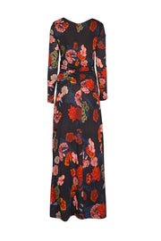 Current Boutique-Cara Cara - Washed Black w/ Orange Floral Print Slinky Jersey Dress Sz M