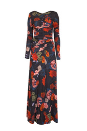 Current Boutique-Cara Cara - Washed Black w/ Orange Floral Print Slinky Jersey Dress Sz M